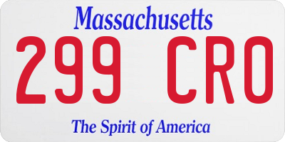 MA license plate 299CR0