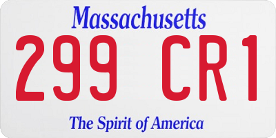 MA license plate 299CR1