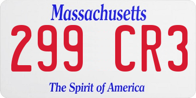 MA license plate 299CR3