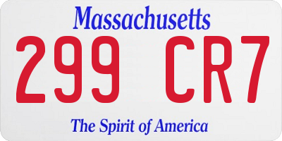 MA license plate 299CR7
