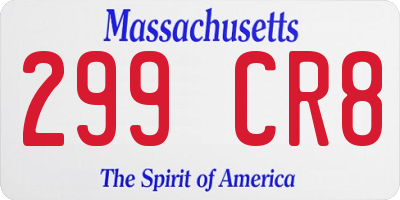 MA license plate 299CR8