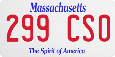 MA license plate 299CS0
