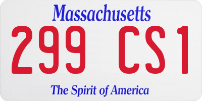 MA license plate 299CS1