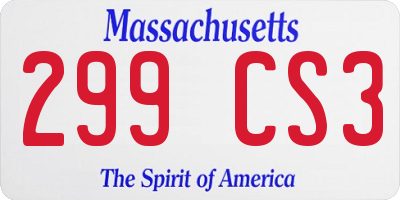 MA license plate 299CS3