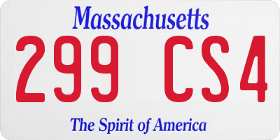 MA license plate 299CS4