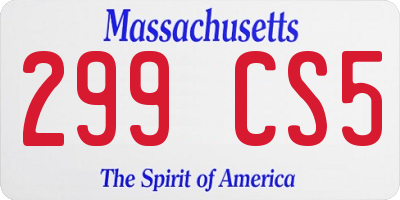 MA license plate 299CS5