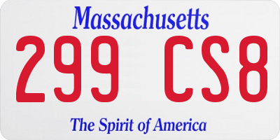MA license plate 299CS8