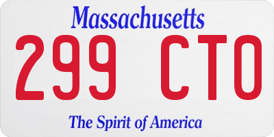 MA license plate 299CT0
