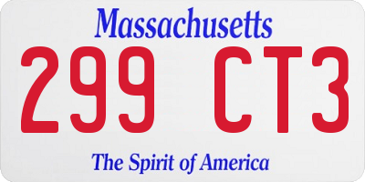 MA license plate 299CT3