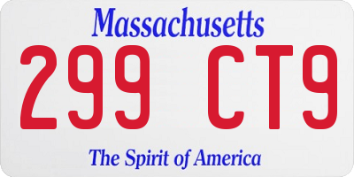 MA license plate 299CT9