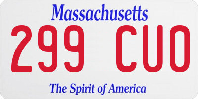 MA license plate 299CU0