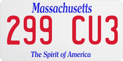 MA license plate 299CU3