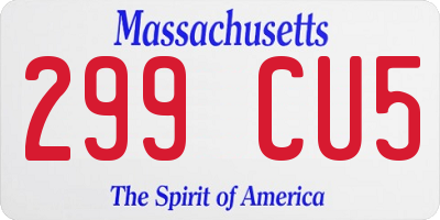 MA license plate 299CU5