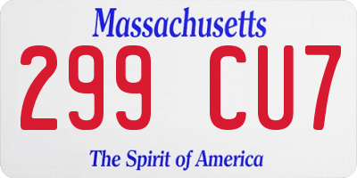 MA license plate 299CU7
