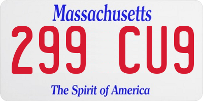 MA license plate 299CU9