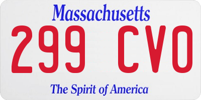 MA license plate 299CV0