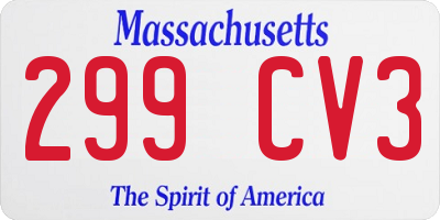 MA license plate 299CV3