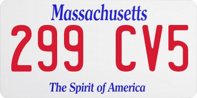 MA license plate 299CV5