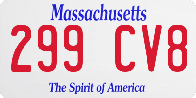 MA license plate 299CV8