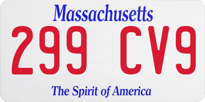 MA license plate 299CV9