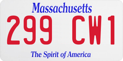 MA license plate 299CW1