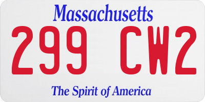 MA license plate 299CW2