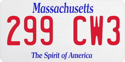 MA license plate 299CW3