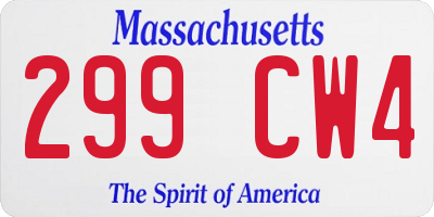 MA license plate 299CW4