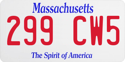 MA license plate 299CW5