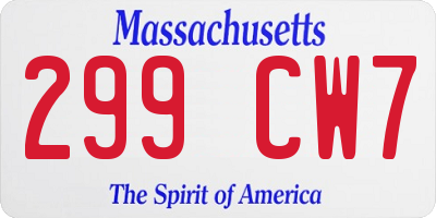 MA license plate 299CW7