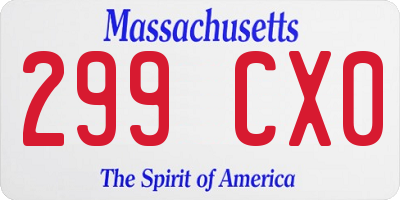 MA license plate 299CX0