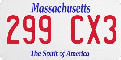 MA license plate 299CX3