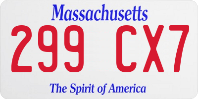 MA license plate 299CX7
