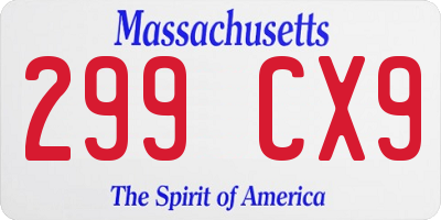 MA license plate 299CX9