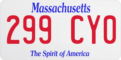 MA license plate 299CY0