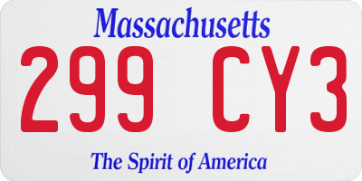 MA license plate 299CY3