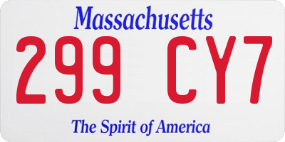 MA license plate 299CY7