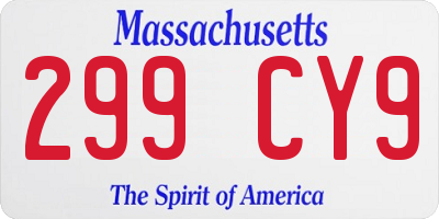 MA license plate 299CY9