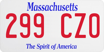 MA license plate 299CZ0