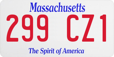 MA license plate 299CZ1