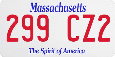 MA license plate 299CZ2