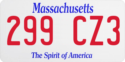 MA license plate 299CZ3