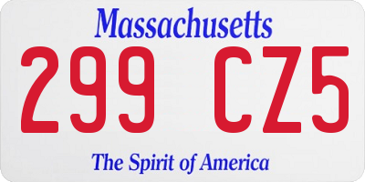 MA license plate 299CZ5