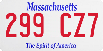 MA license plate 299CZ7