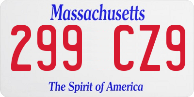 MA license plate 299CZ9