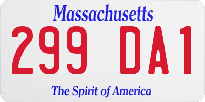 MA license plate 299DA1
