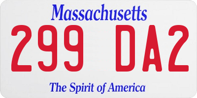 MA license plate 299DA2