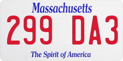 MA license plate 299DA3