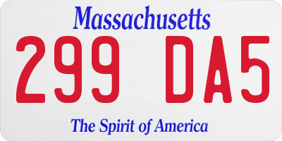 MA license plate 299DA5