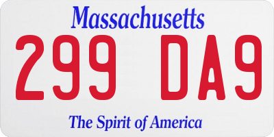 MA license plate 299DA9